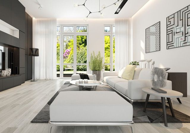 Sử dụng nội thất màu tương phản đen trắng đem lại hiệu ứng bất ngờ cho ngôi nhà phố